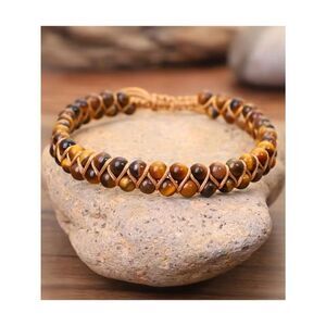Double Layer Tiger Eye Beaded Bracelet Unisex Vintage Bohemian Style Handcrafted